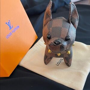 Brown Checkered Dog Charm